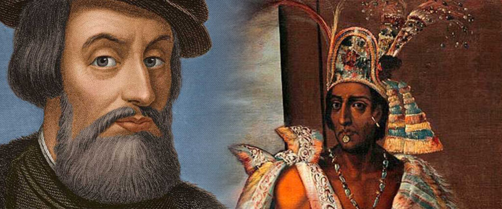 Hernan Cortès le conquistador du mexique et Moctezuma II